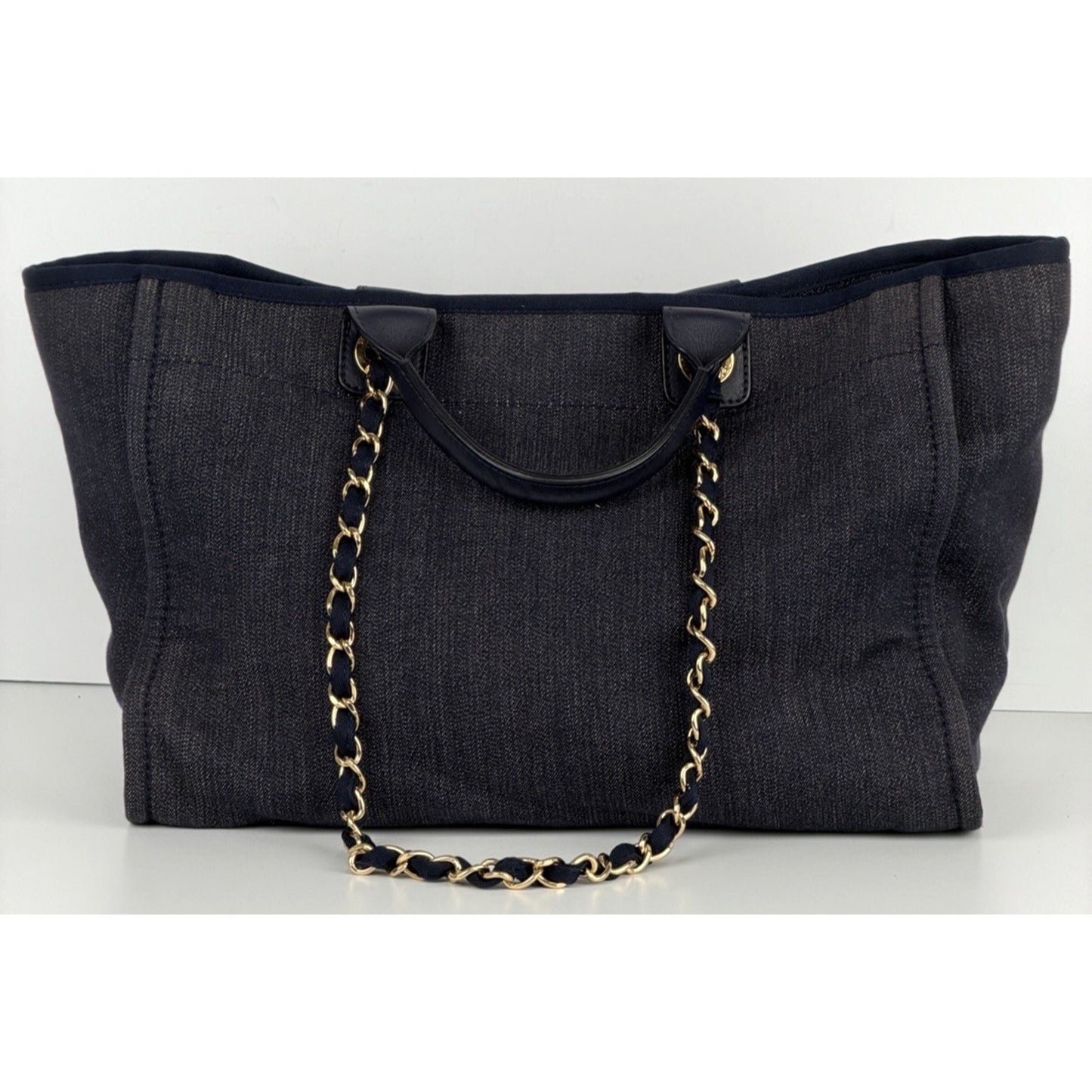 Chanel Deauville Medium Shopping Tote Bag in Denim Canvas 2013 "CC" Logo D1