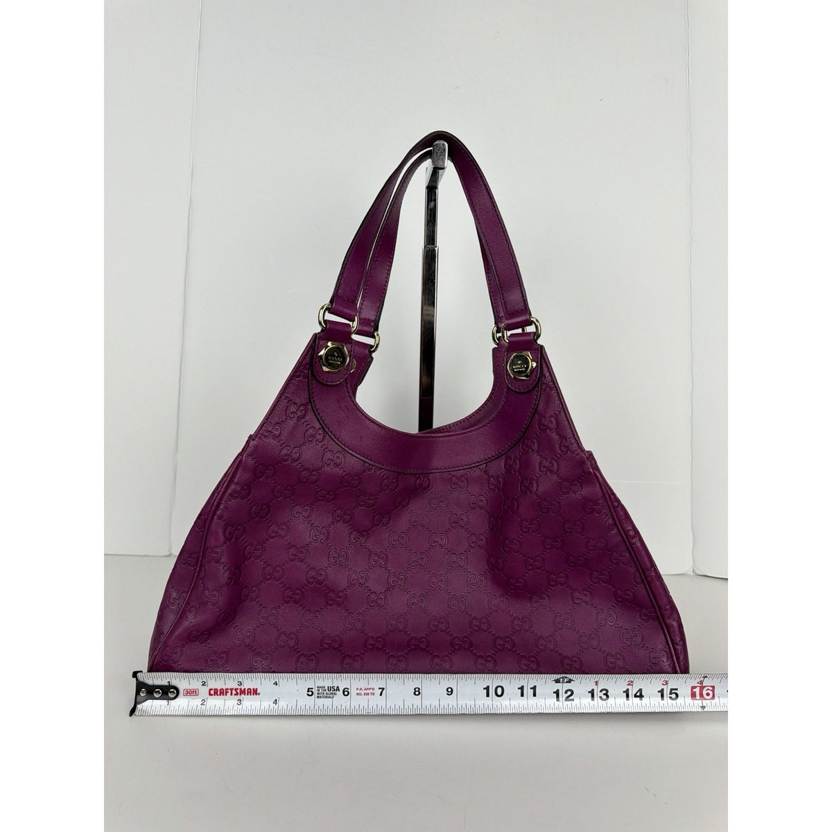 Gucci Charmy Hobo Shoulder Bag in Purple Guccissima Leather Silver Hardware S-05