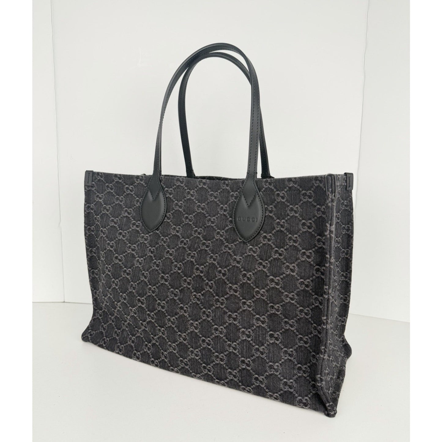 Gucci Ophidia Tote Bag Large in Black GG Monogram Denim S