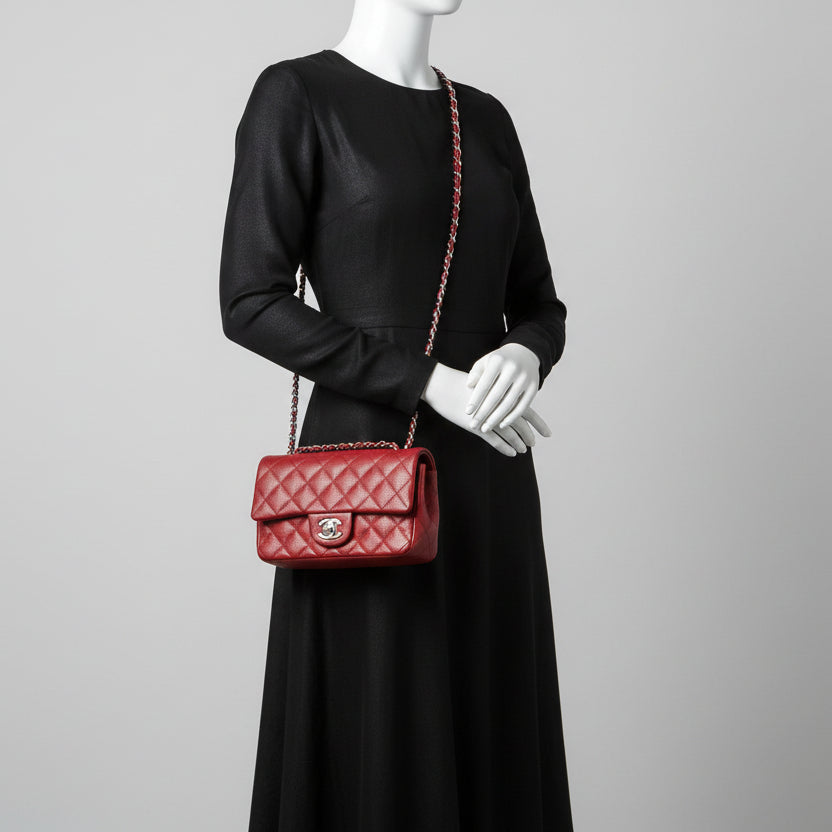 Chanel Classic Mini Rectangular Flap Bag in Red Caviar Leather 2013-2014 B4