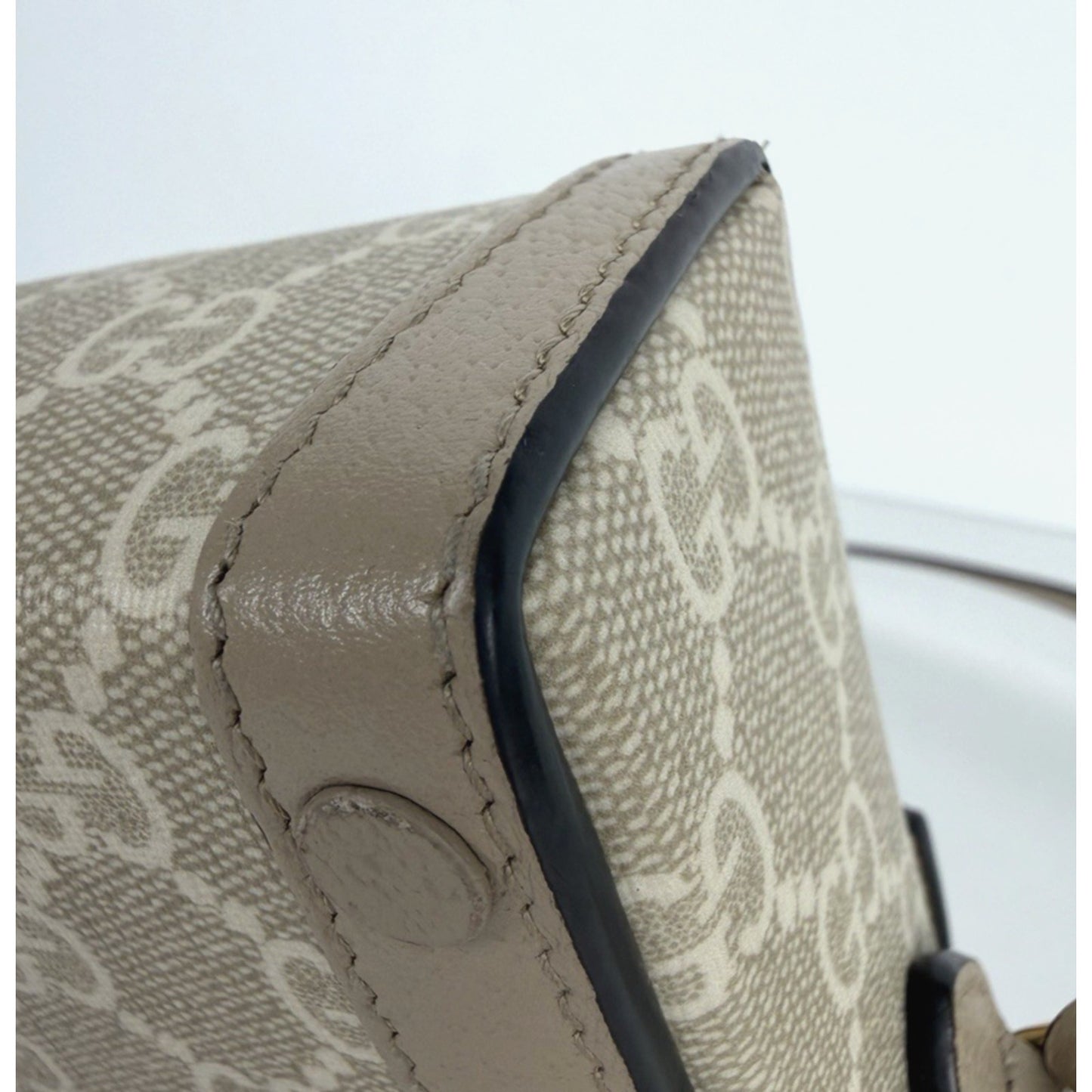Gucci Horsebit 1955 Mini Bag in Beige and White GG Supreme Coated Canvas S
