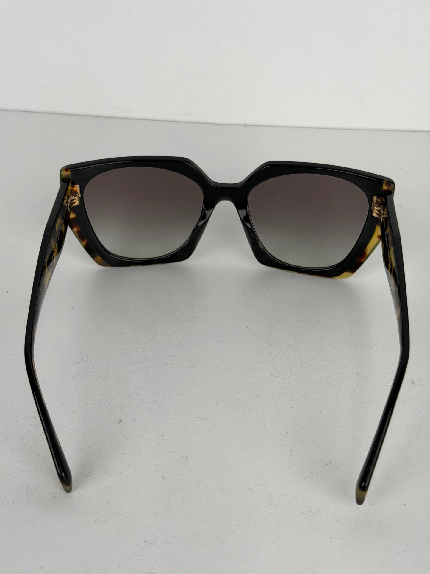 Prada PR15WS Rectangular Sunglasses in Black/Medium Tortoise Frame with Gray Gradient Lenses YK-3