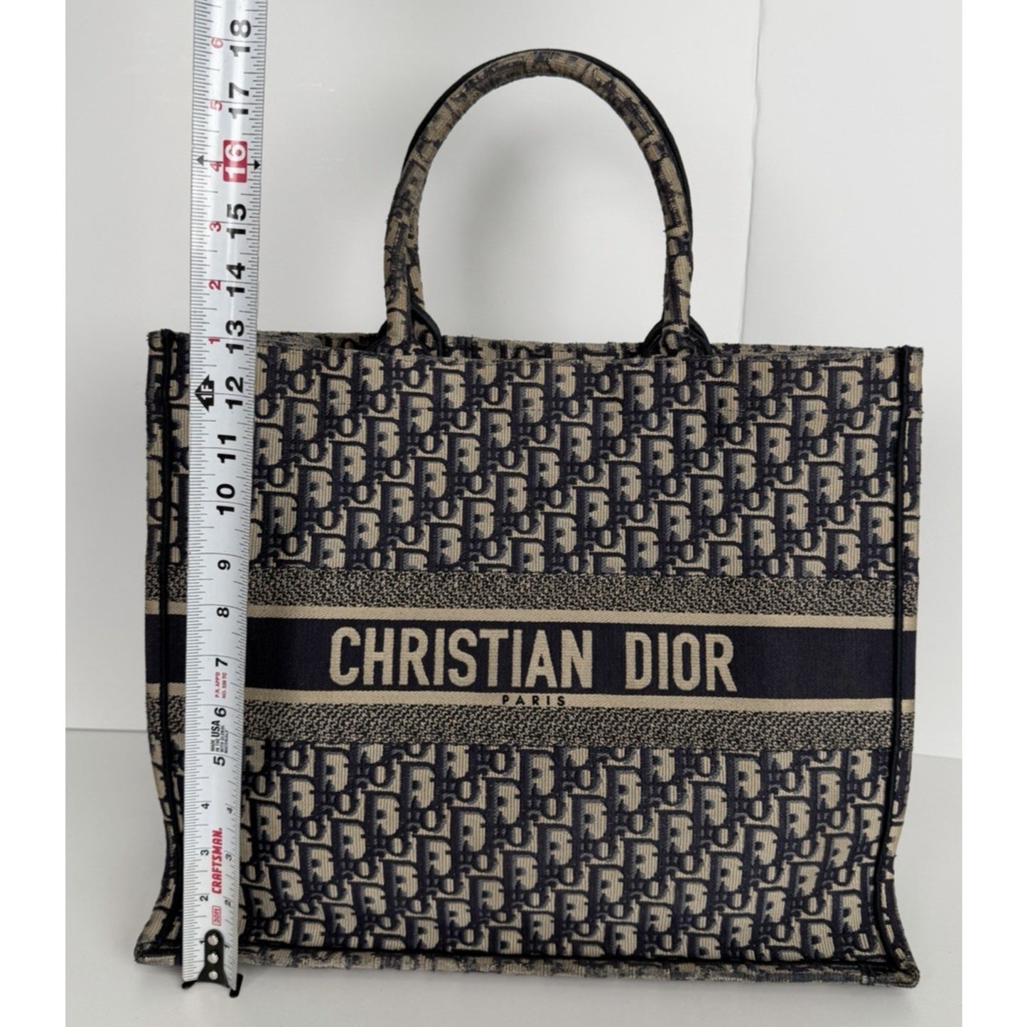Christian Dior Large Book Tote in Ecru and Blue Dior Oblique Canvas B-5