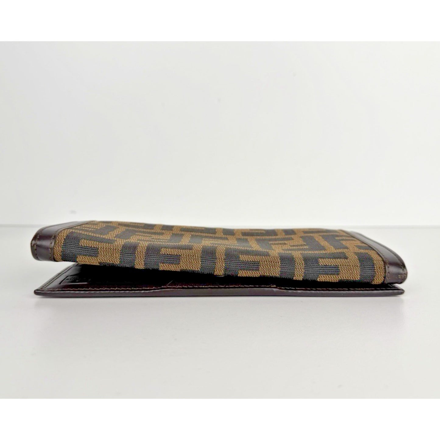 Fendi Zucca Long Vintage Wallet in Brown FF Monogram Canvas with Leather Trim K2