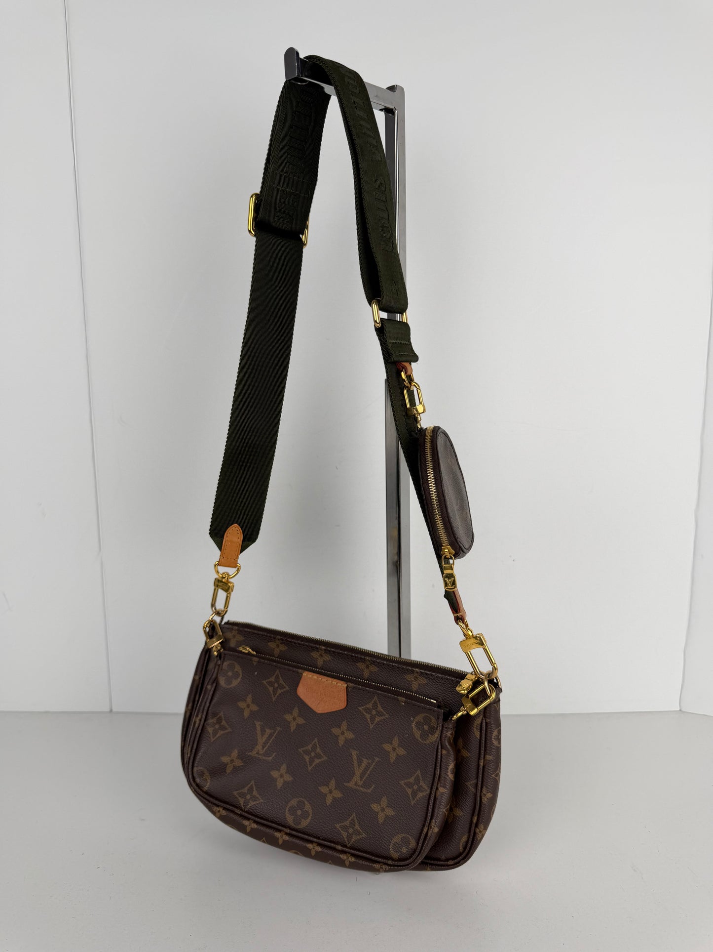Louis Vuitton Multi Pochette Bag in Khaki & Brown LV Monogram Coated Canvas NFC C-9