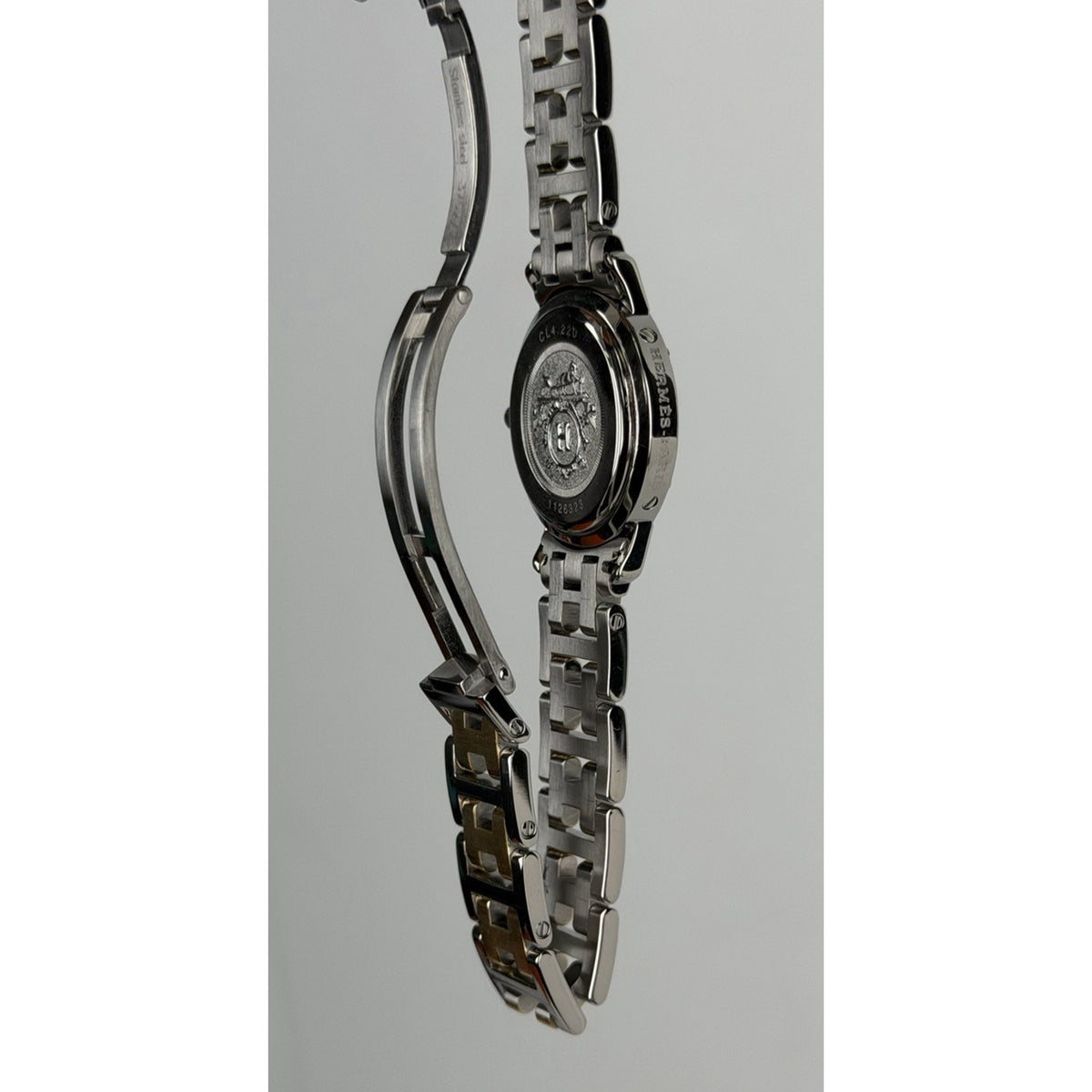 Hermes Two-Tone Stainless Steel Clipper Classique PM Watch with White Dial