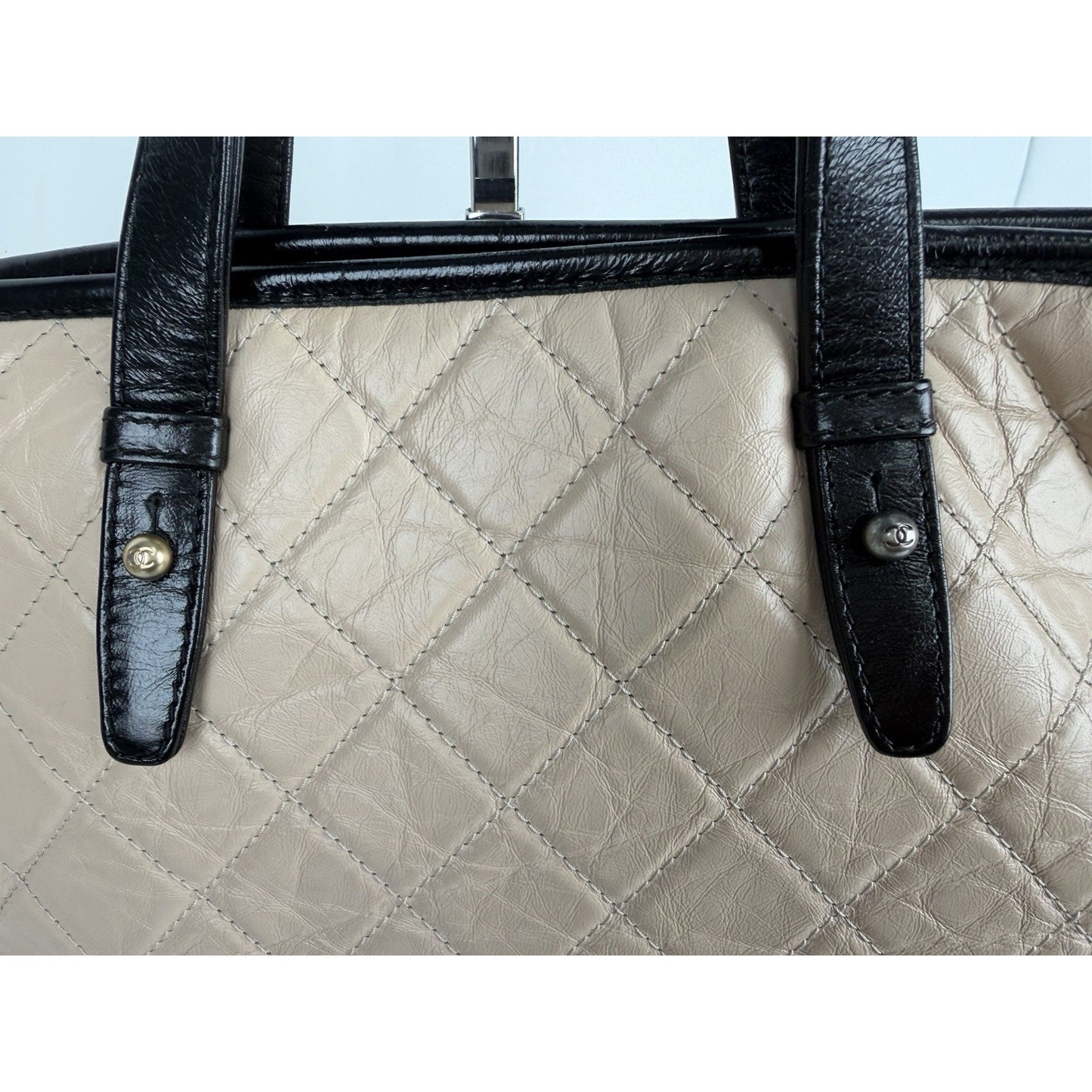 Chanel Gabrielle Tote Bag Medium Beige Aged Calfskin Quilted Leather 2017 E6