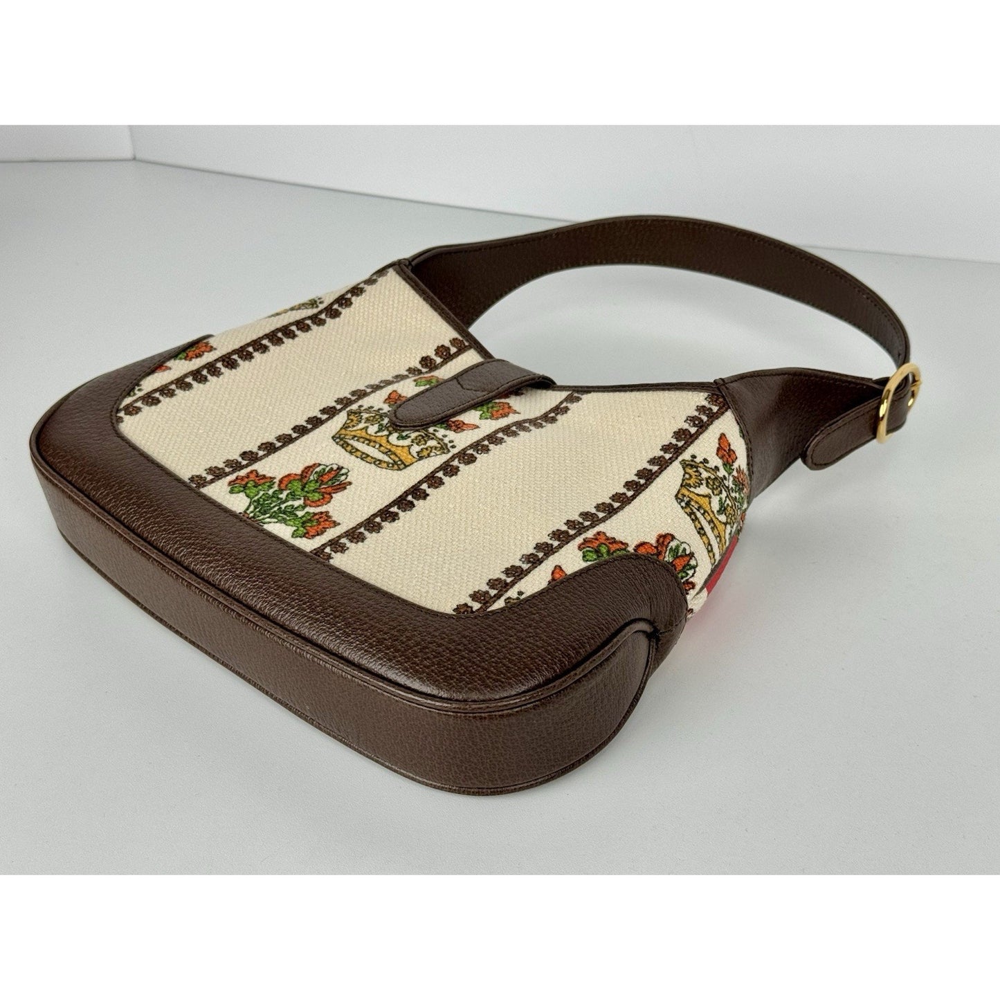 Gucci Jackie 1961 Small 100 Centennial Music Bag Canvas Leather Gold HW B-9