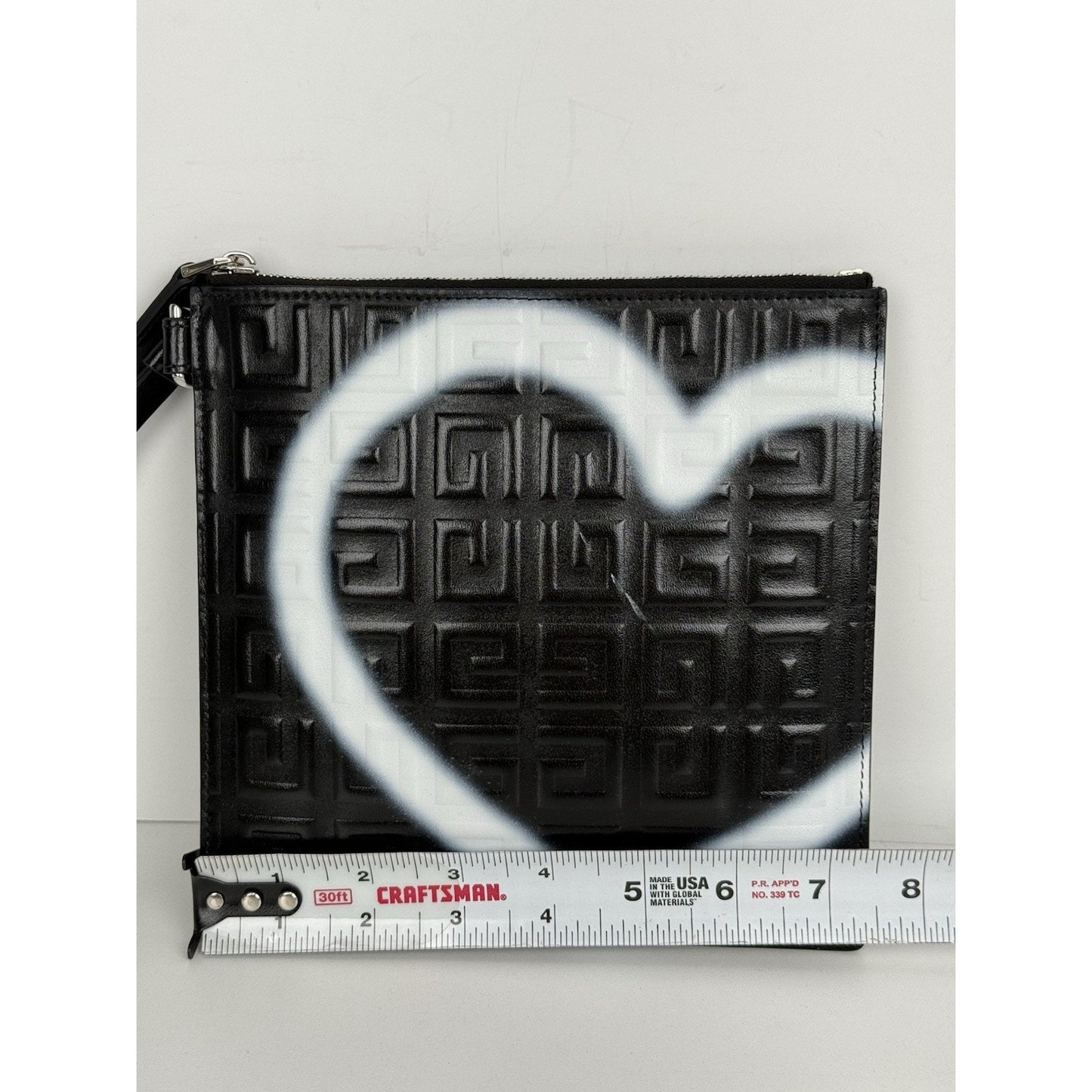 Givenchy Monogram-Embossed Heart-Print Clutch Bag – Black/White