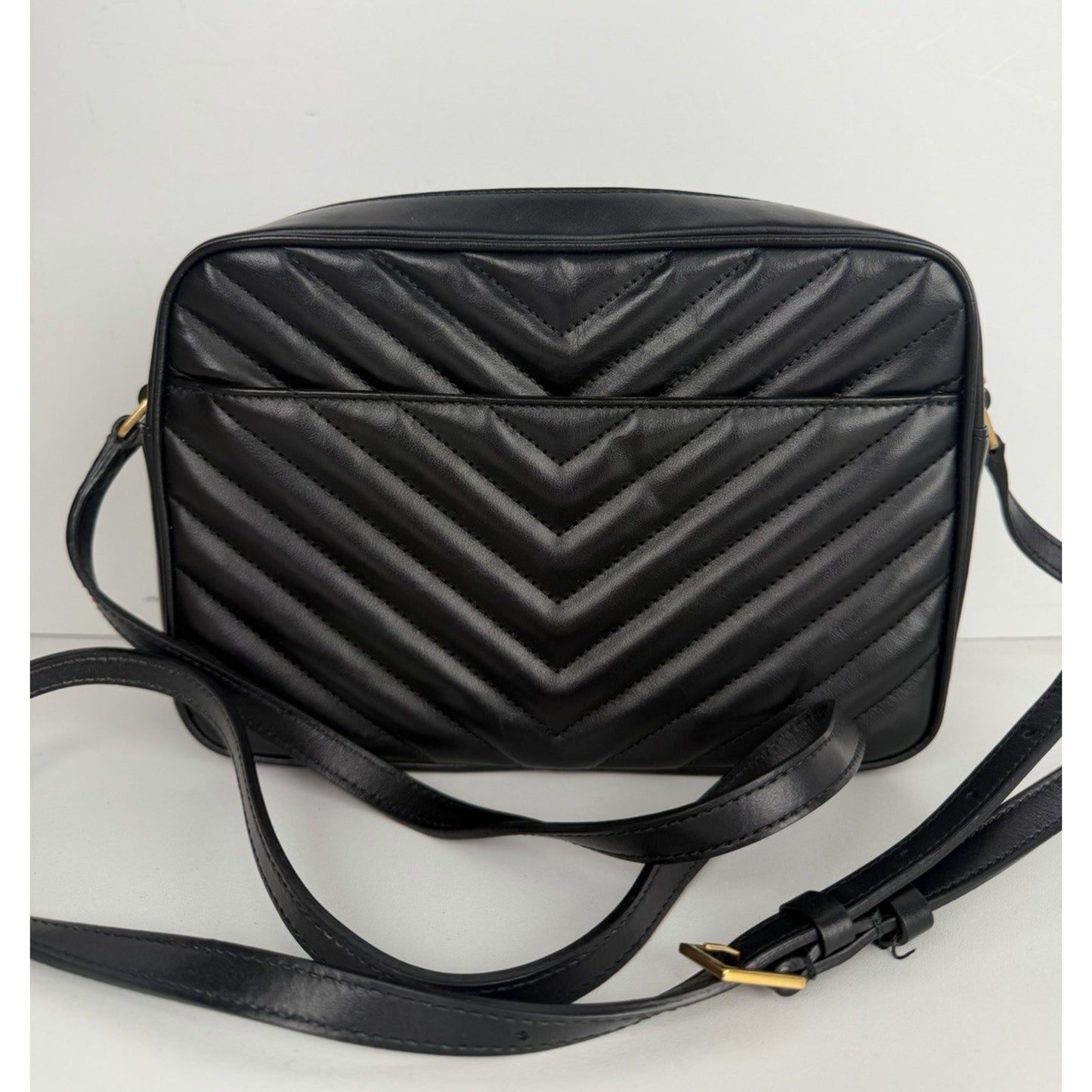 Saint Laurent Lou Camera Bag in Black Chevron Quilted Leather S11