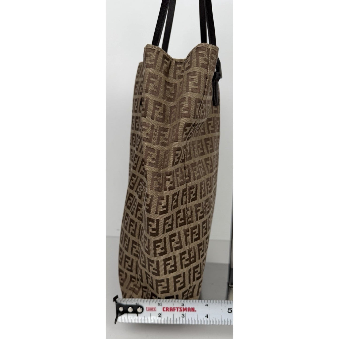 Fendi Zucchino Tote Bag in FF Monogram Canvas with Leather Trim S-05