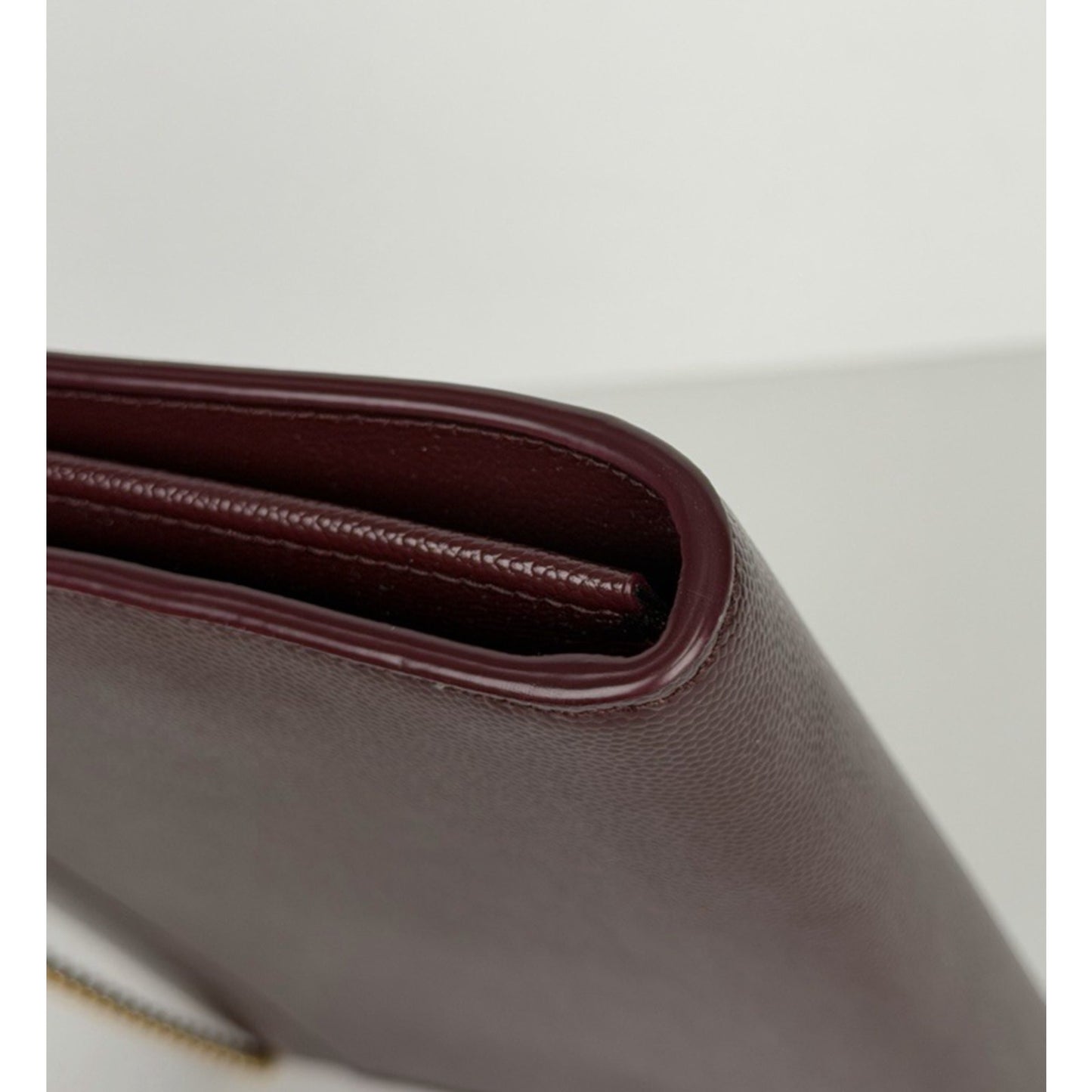 Saint Laurent Cassandra Medium Chain Shoulder Bag Burgundy Leather S2