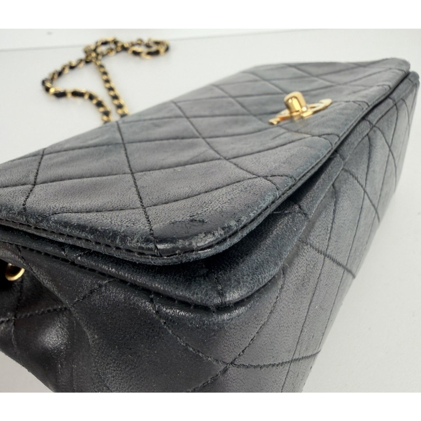 Chanel Mini Single Flap Bag Black Quilted Lambskin Leather 1989-1991 U2
