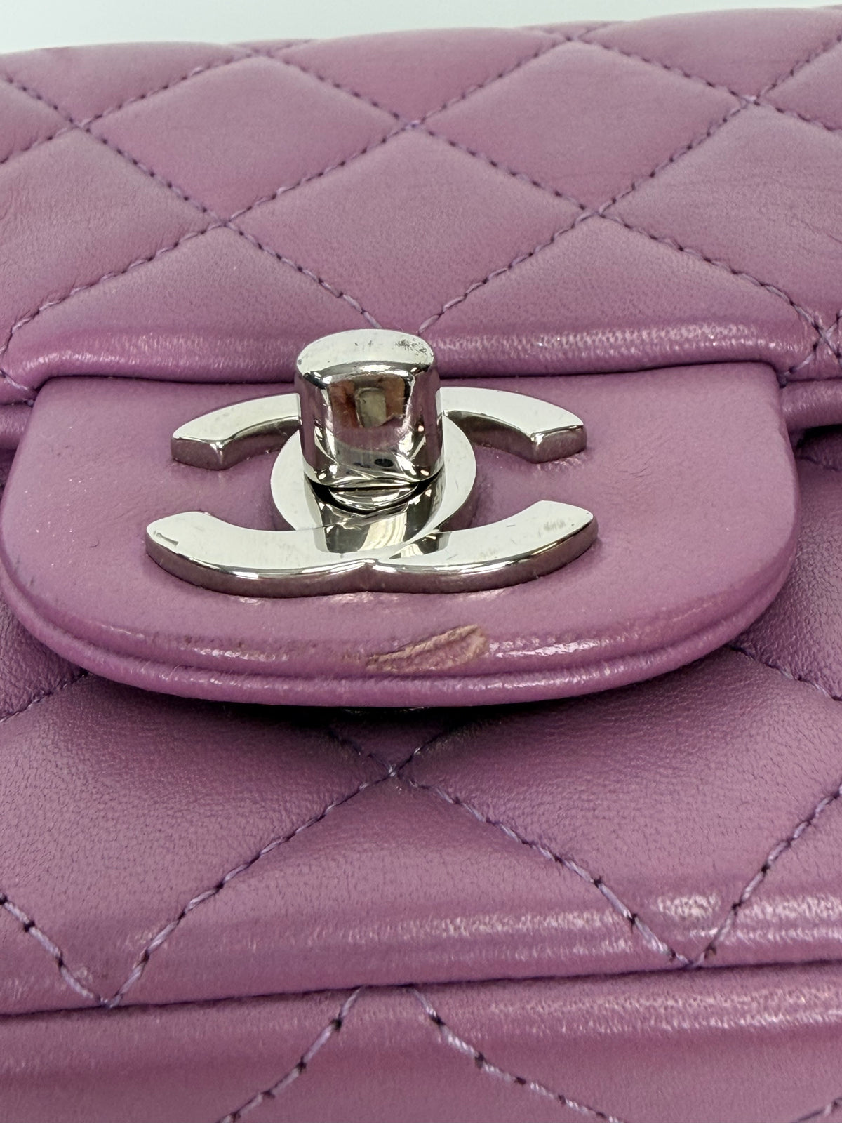 Chanel Quilted Lambskin Rectangular Mini Classic Flap Bag in Purple 2020 YE5