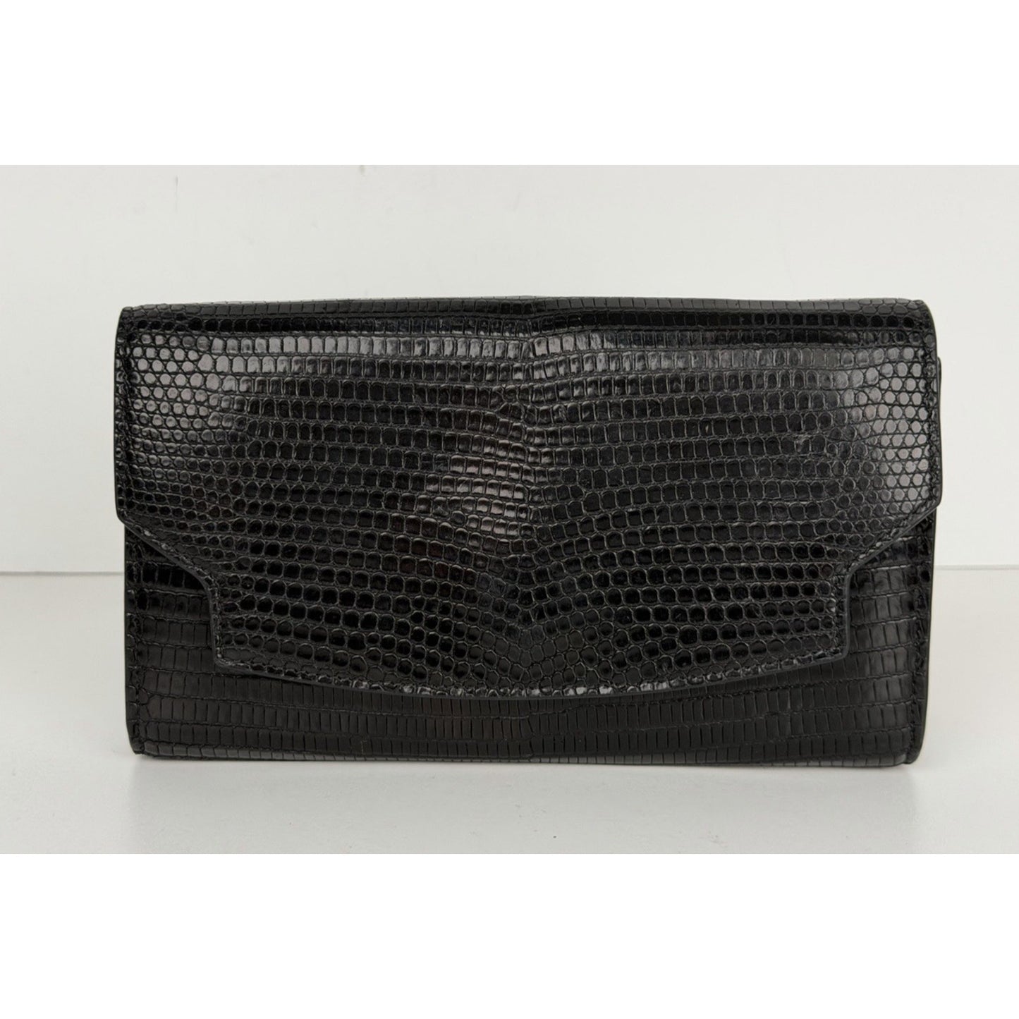 The Row Lady Wallet in Black Lizard Skin