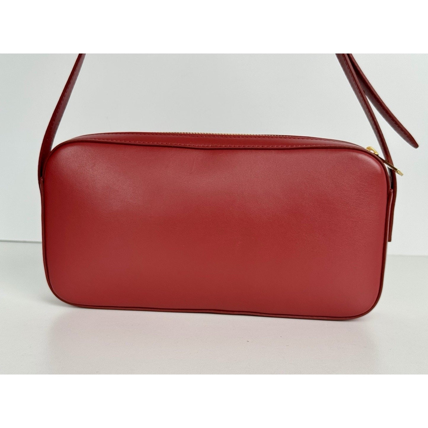 Celine Triomphe Camera Shoulder Bag Red Leather C-8