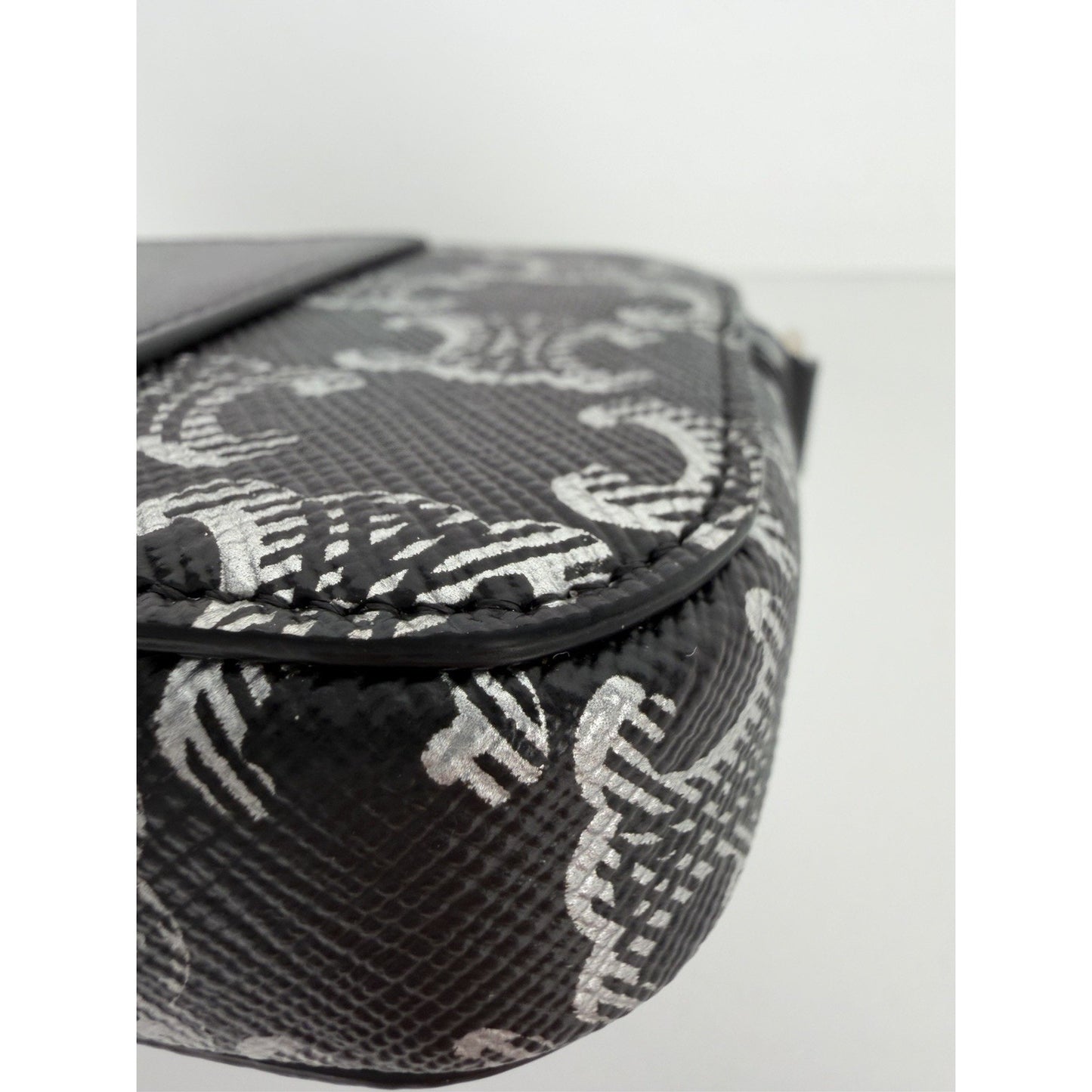 Celine Triomphe Horizontal Pouch Black Coated Canvas Smooth Calfskin Trim K2