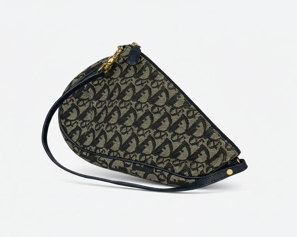 Christian Dior Trotter Saddle Bag in Navy Blue Canvas 2001 S08