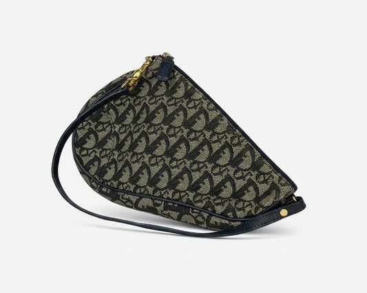Christian Dior Trotter Saddle Bag in Navy Blue Canvas 2001 S08