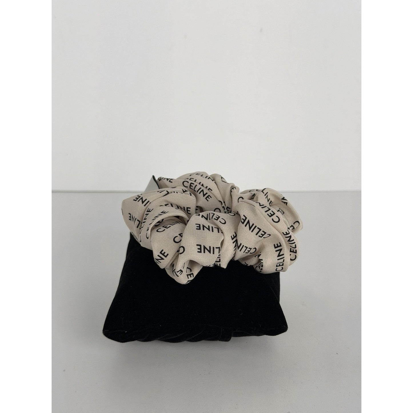 Celine Rayure Scrunchie in Silk and Brass with a Gold Finish