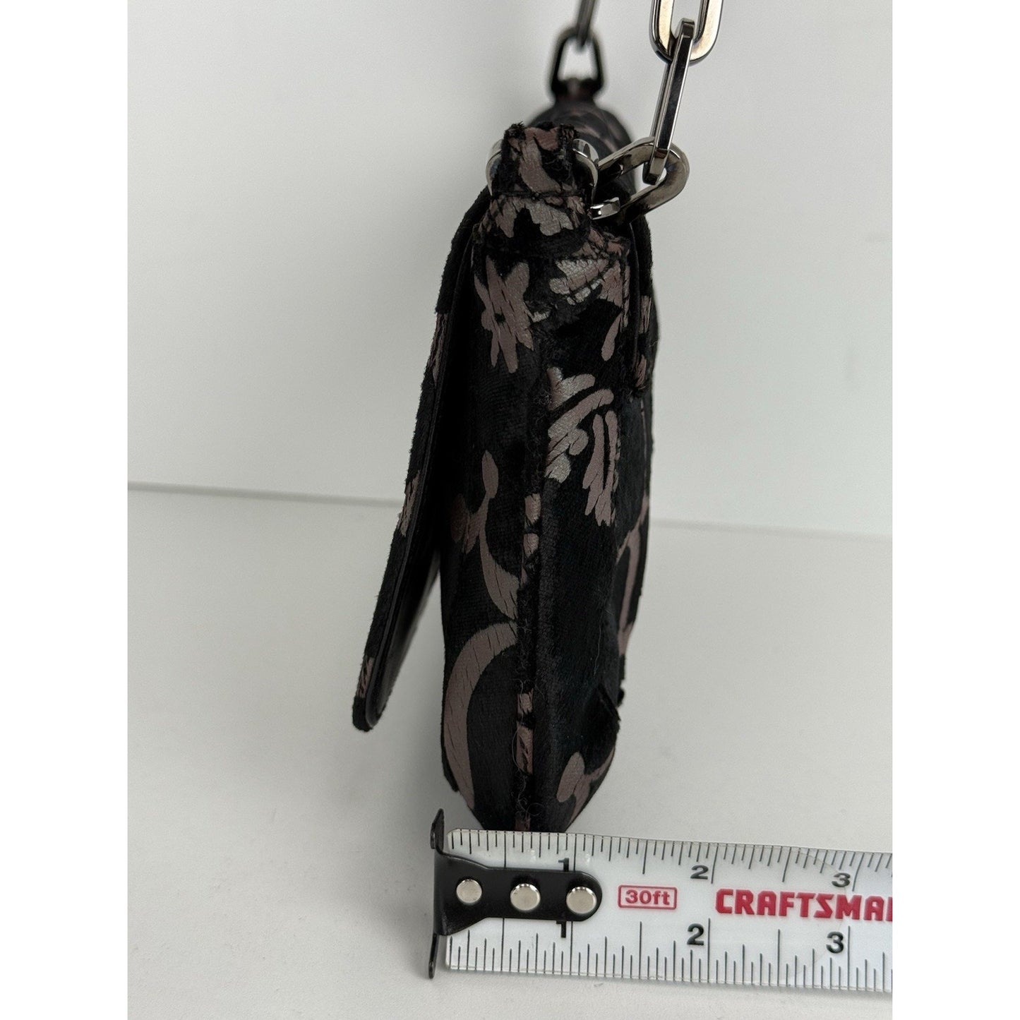 Gucci Vintage Velvet Devore Chain Black Shoulder Bag