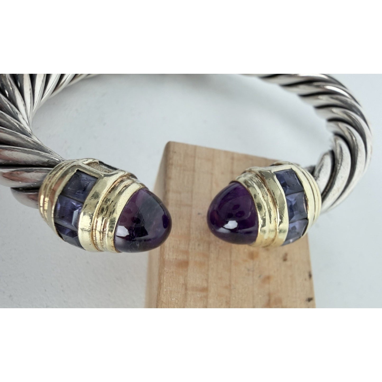 David Yurman Amethyst Cable Classic Bracelet 10mm in Sterling Silver & 14K Gold