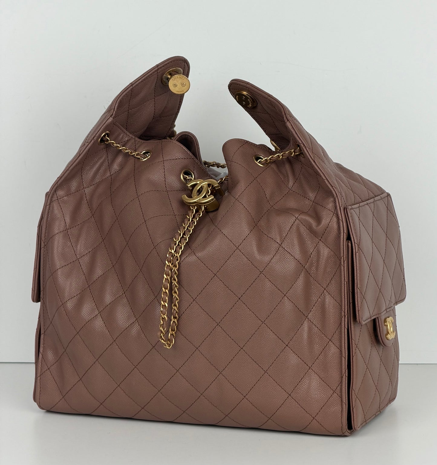 Chanel 25 Medium Hobo Bag Brown Caviar Leather 2026