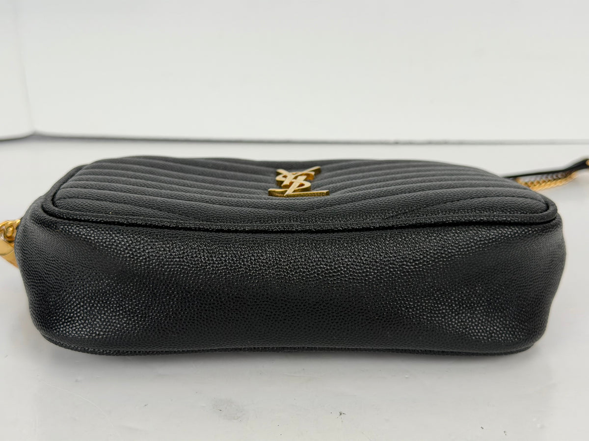 Saint Laurent Lou Mini Camera Crossbody Bag in Black Quilted Leather YS27