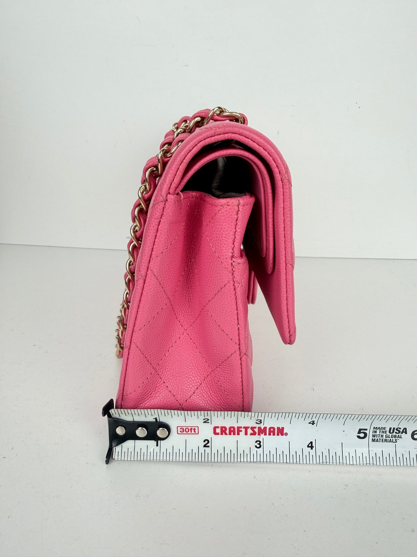 Chanel Classic Double Flap Bag Small in Pink Caviar Leather 2019 YE-1