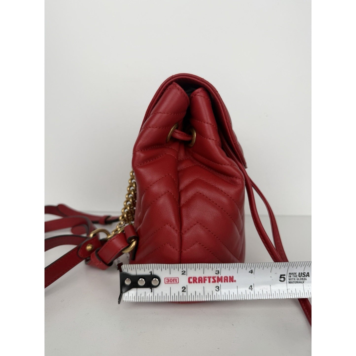 Gucci Marmont Drawstring Mini Backpack Matelasse Leather Red