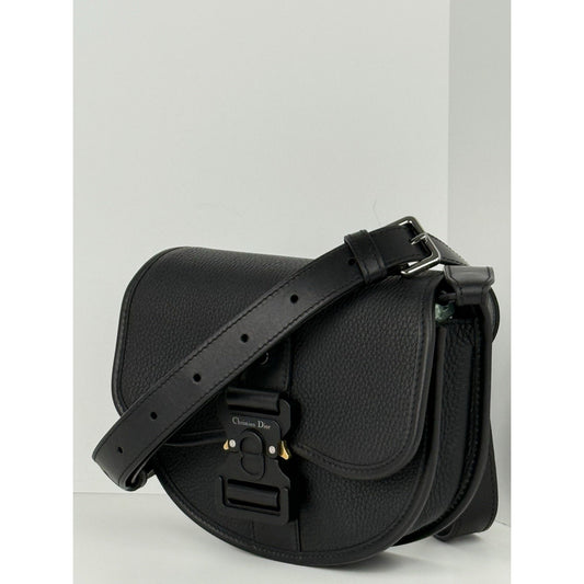 CHRISTIAN DIOR Gallop Flap Black Leather [Mini] Messenger Bag