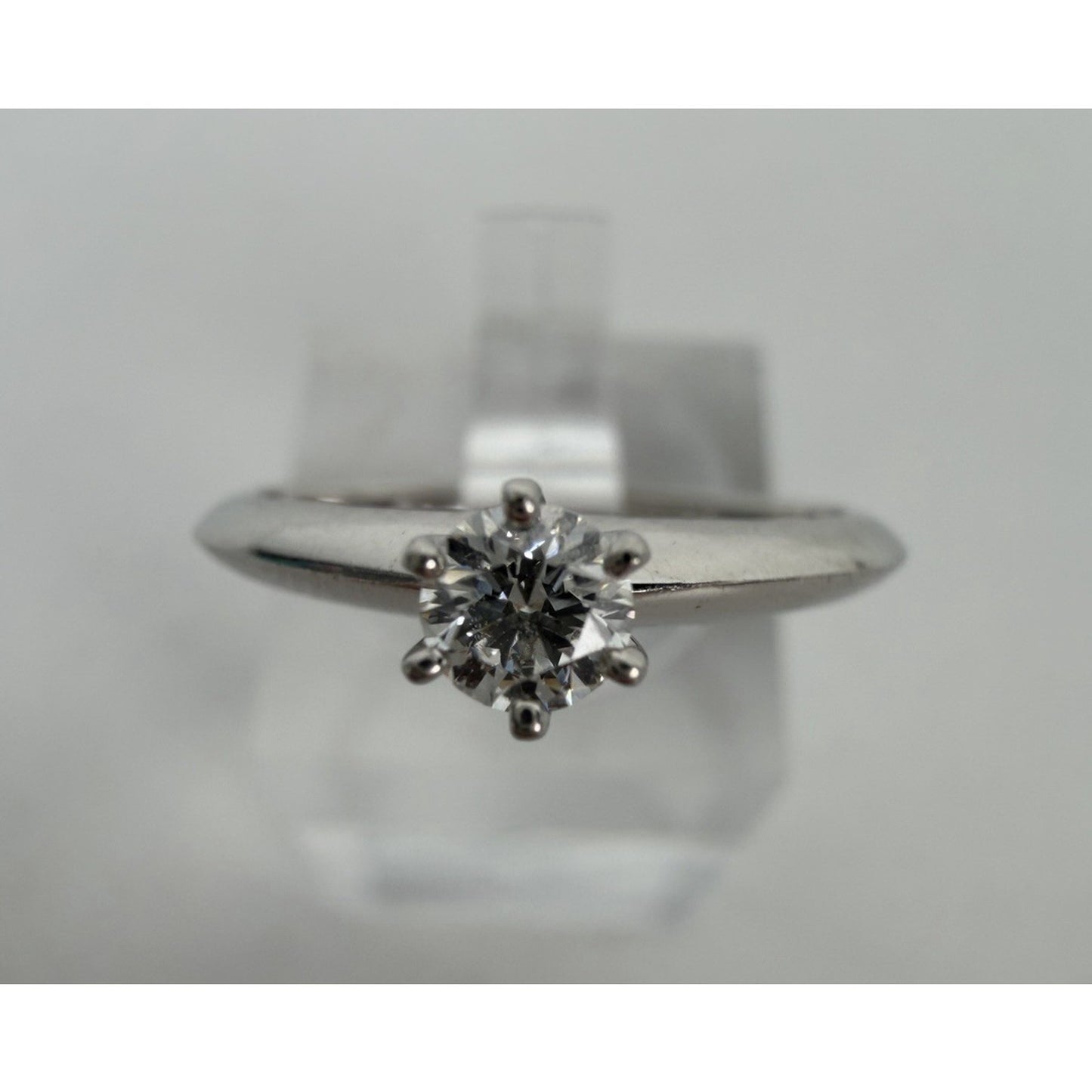 Tiffany & Co Platinum Diamond G Color VS2 Engagement Ring 0.18 Carat Size 4.75