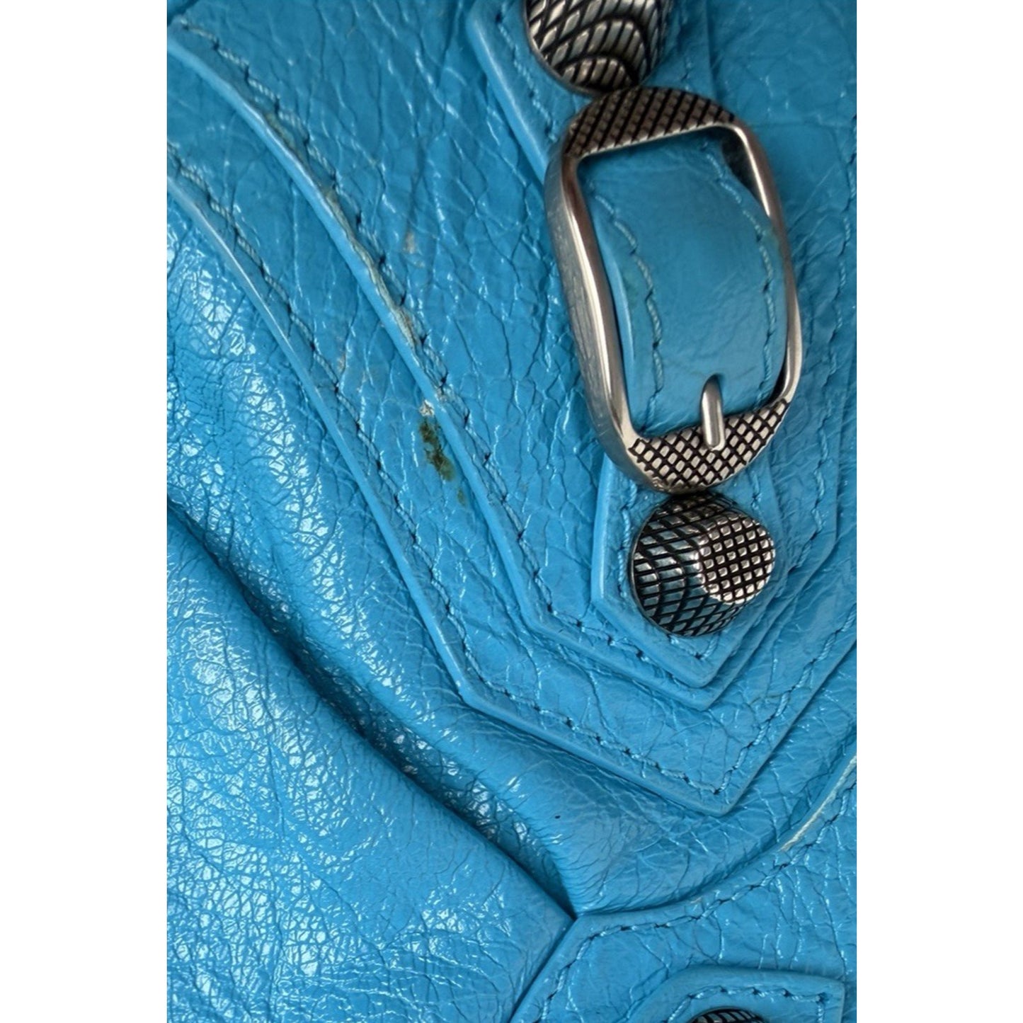 Balenciaga Le Cagole Shoulder Bag XS in Bright Cyan Blue Leather S-01