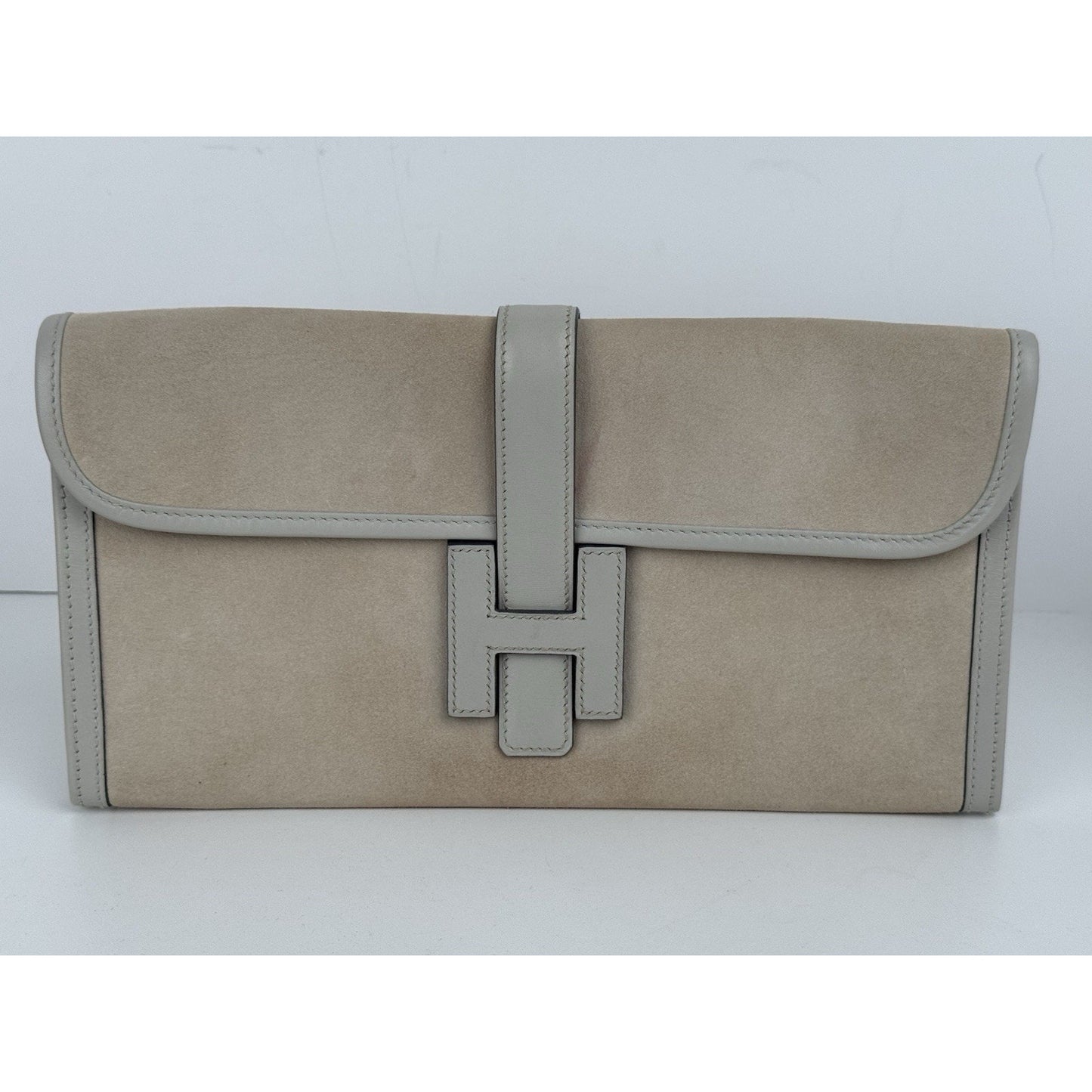 Hermes Jige Elan Clutch Swift 29 Beige Leather