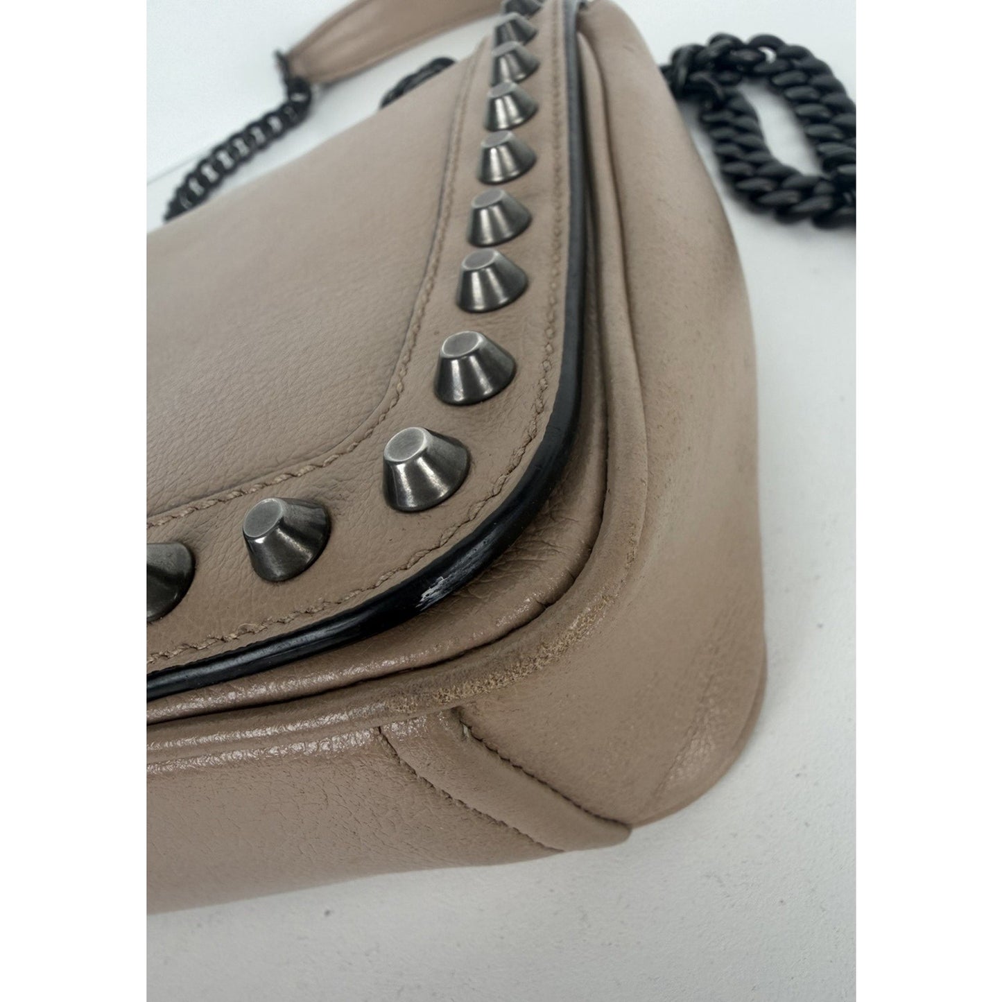 Prada Pattina Glace Studded Crossbody Bag in Neutral Calfskin Leather S-19