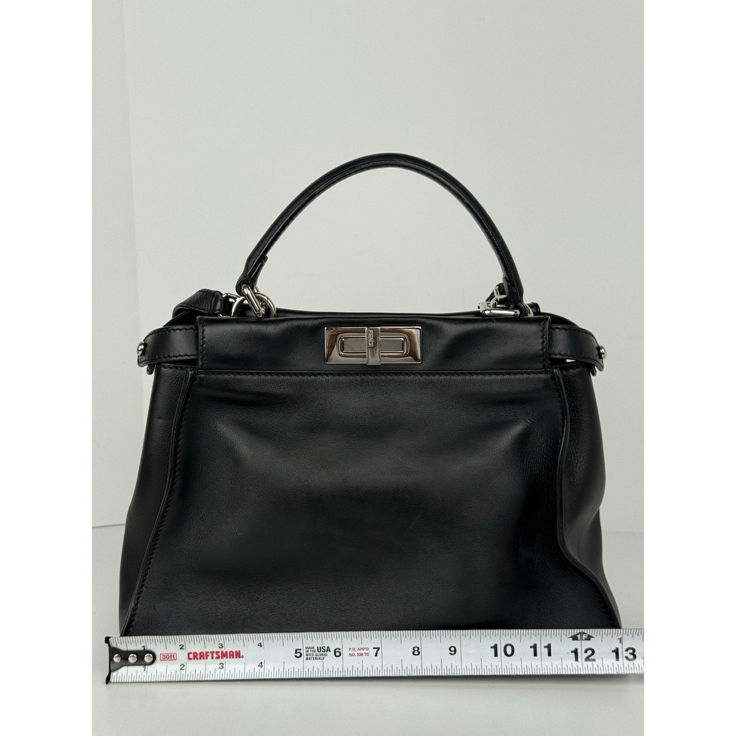 Fendi Peekaboo Large Black Leather Top Handle Women's Bag