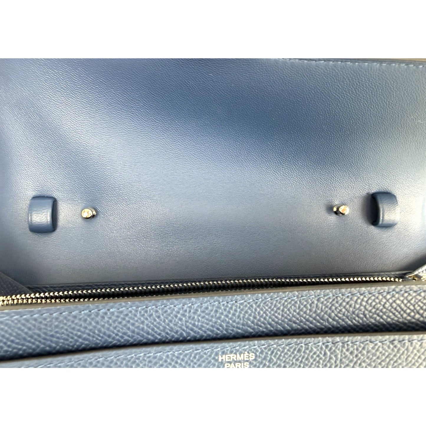 Hermes Constance To Go Long Wallet Bag in Blue Epsom Leather Silver-Tone HW D-6