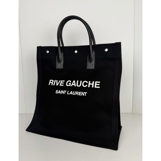 Saint Laurent Signature Rive Gauche Tote Bag Vertical in Black Canvas E-6