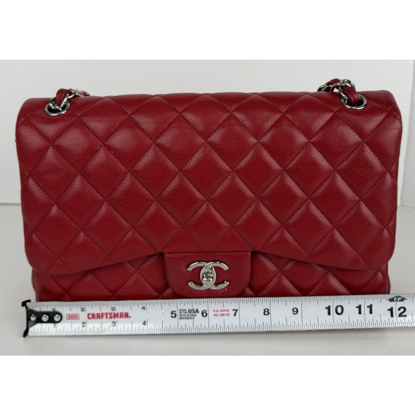 Chanel Classic Double Flap Jumbo Shoulder Bag in Red Leather 2011 D-1