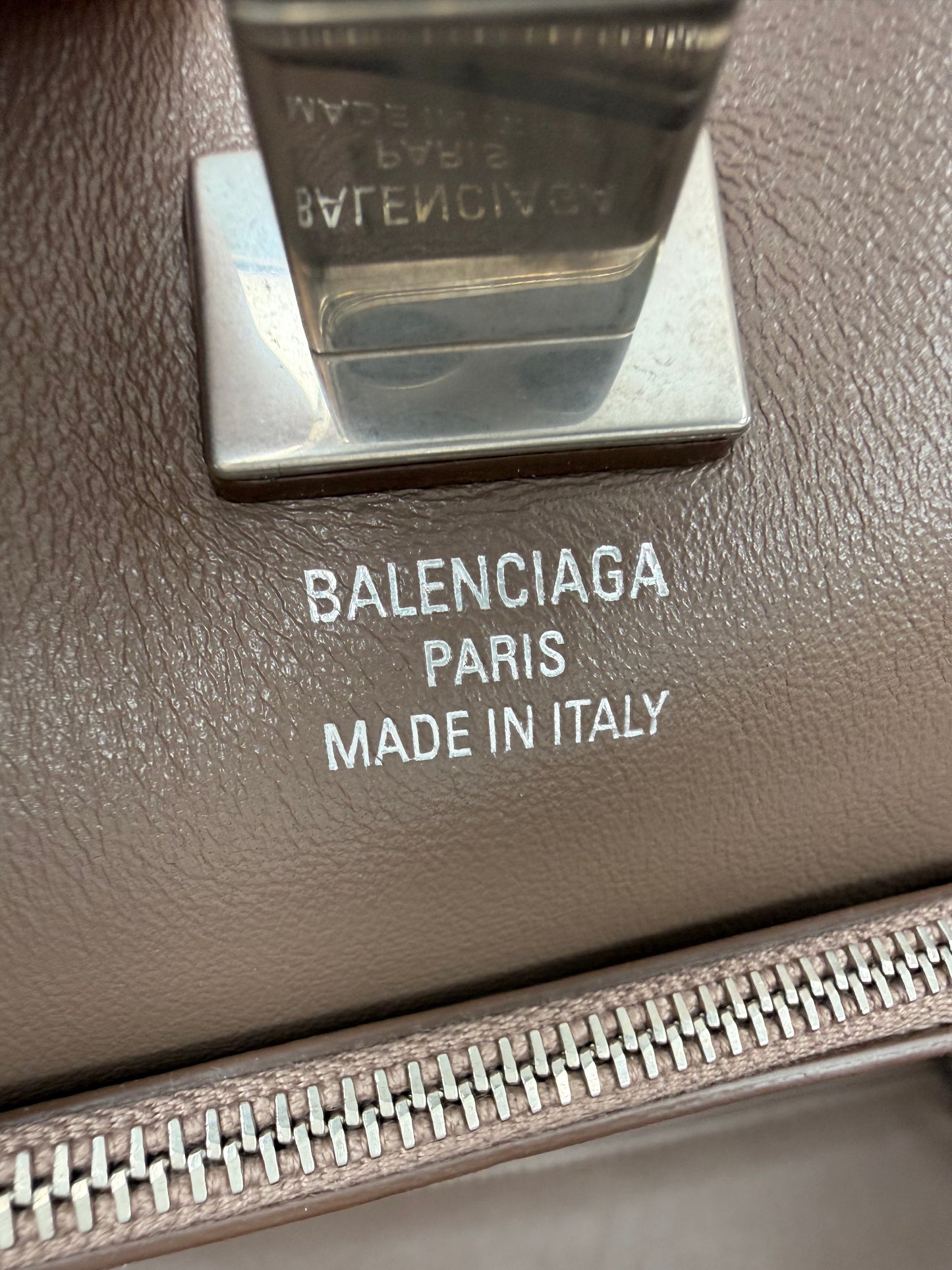 Balenciaga Smooth Calfskin Small Bel Air Carry All Bag in Dark Taupe B3
