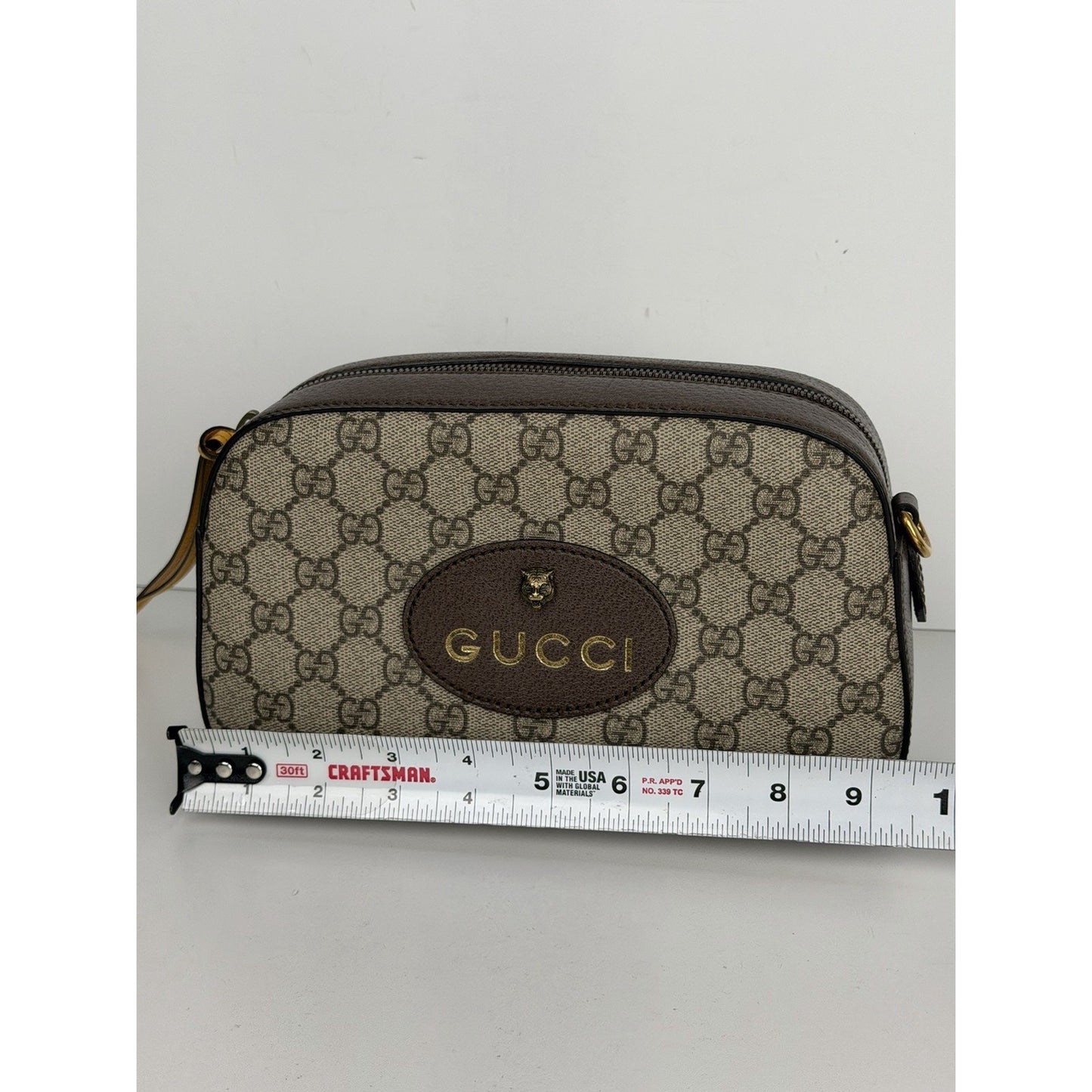 Gucci Neo Vintage GG Supreme Camera Messenger Bag Coated Canvas & Leather Tag S