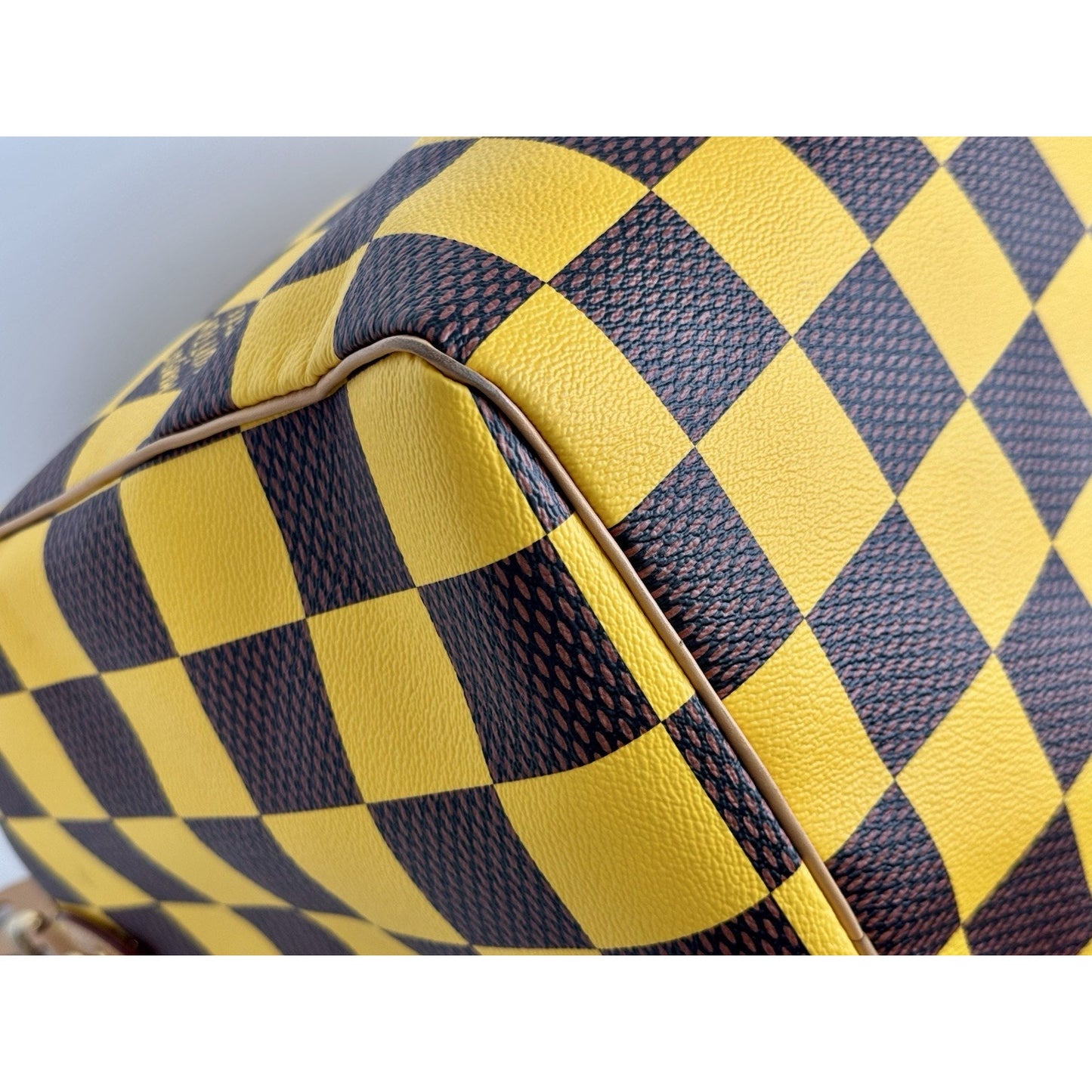 Louis Vuitton Speedy 55 Bandouliere Damier Pop Yellow and Brown Canvas