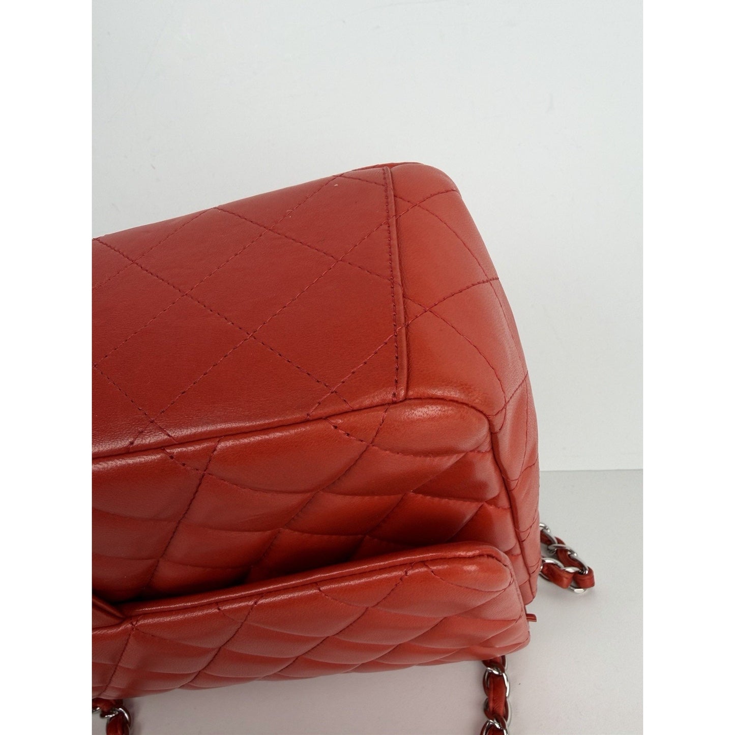 Chanel Classic Double Flap Maxi Bag in Orange Red Quilted Leather 2011 C8