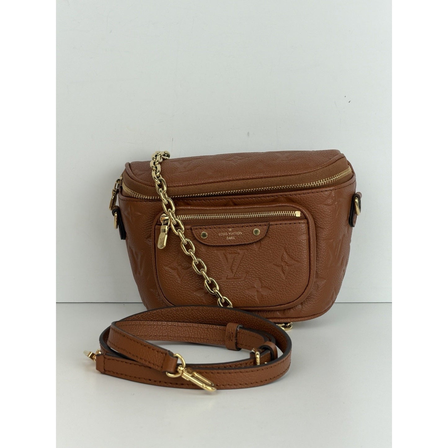 LOUIS VUITTON Mini Bumbag Empriente Leather Belt Bag Cognac NFC