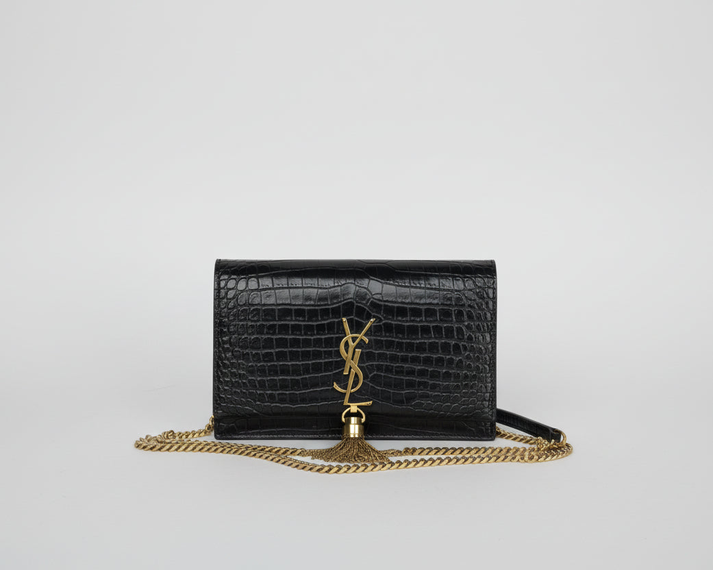 Saint Laurent Kate Shoulder Bag Small Tassel in Black Leather C3
