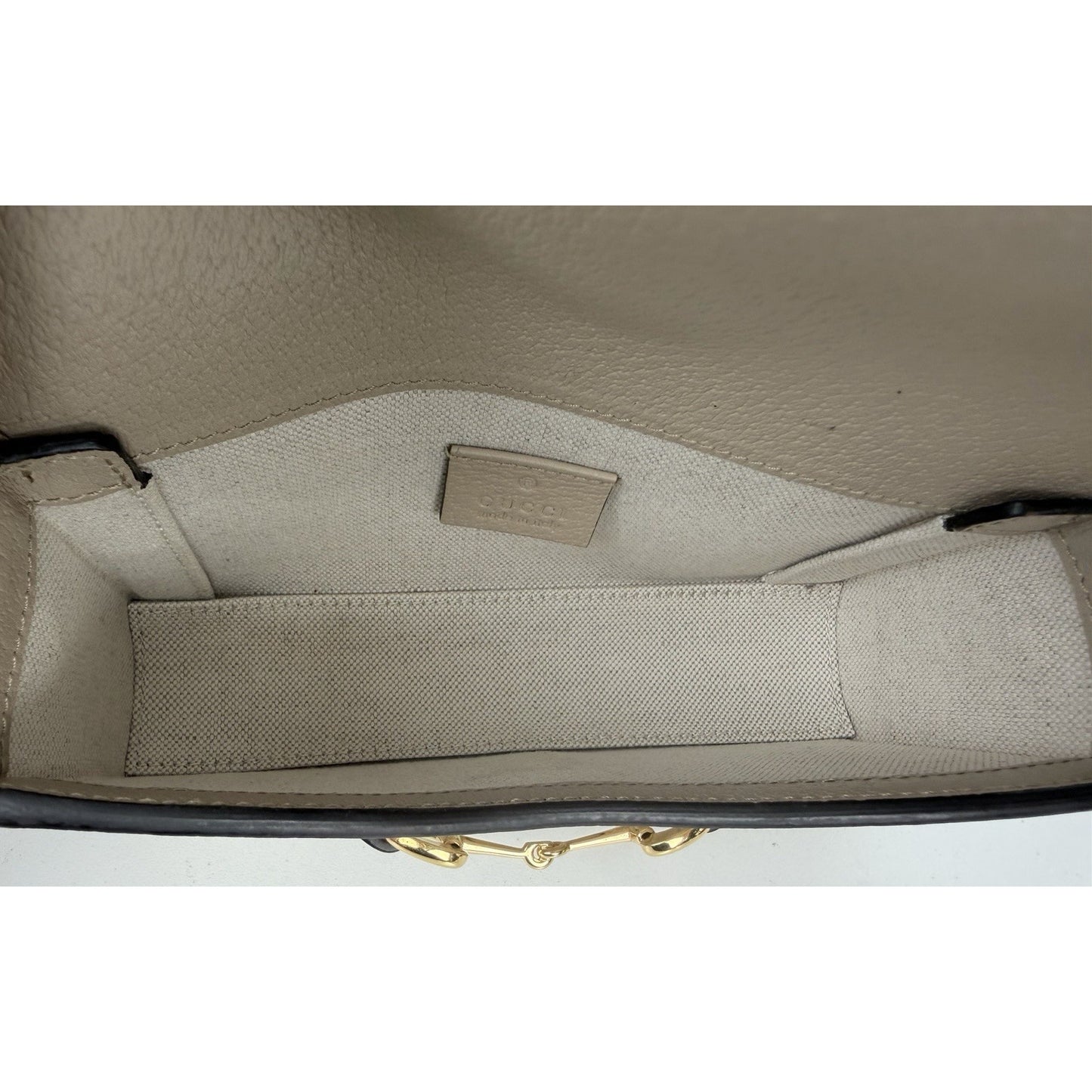 Gucci Horsebit 1955 Mini Bag in Beige and White GG Supreme Coated Canvas S