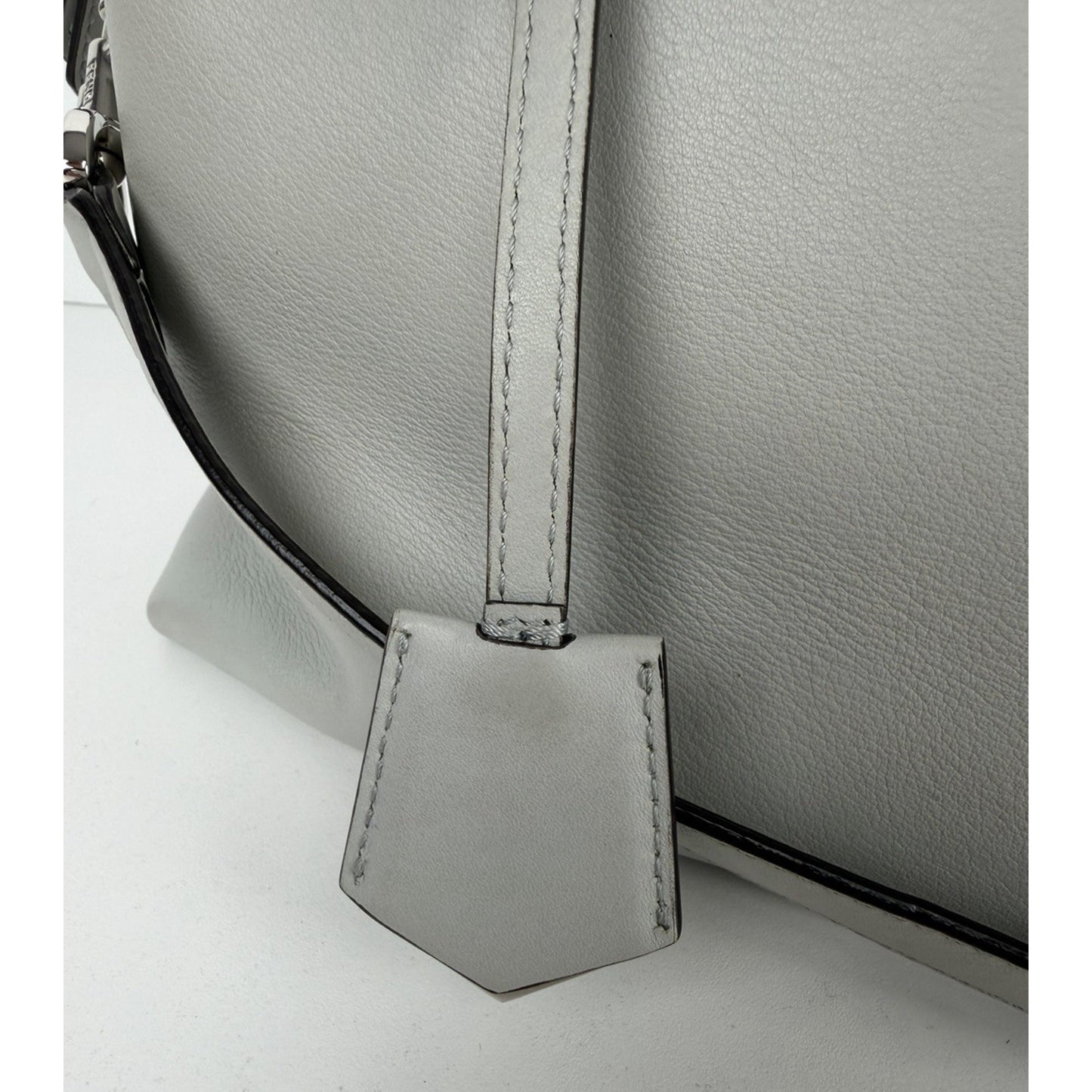 Fendi By The Way Medium Satchel Bag in Gray Leather with Studded Details S01