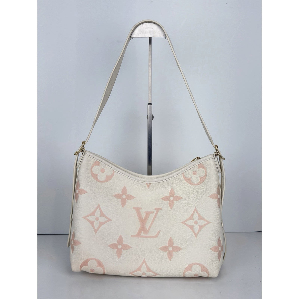 Louis Vuitton CarryAll Bag PM White Pink Giant Monogram Empreinte Leather NFC D7