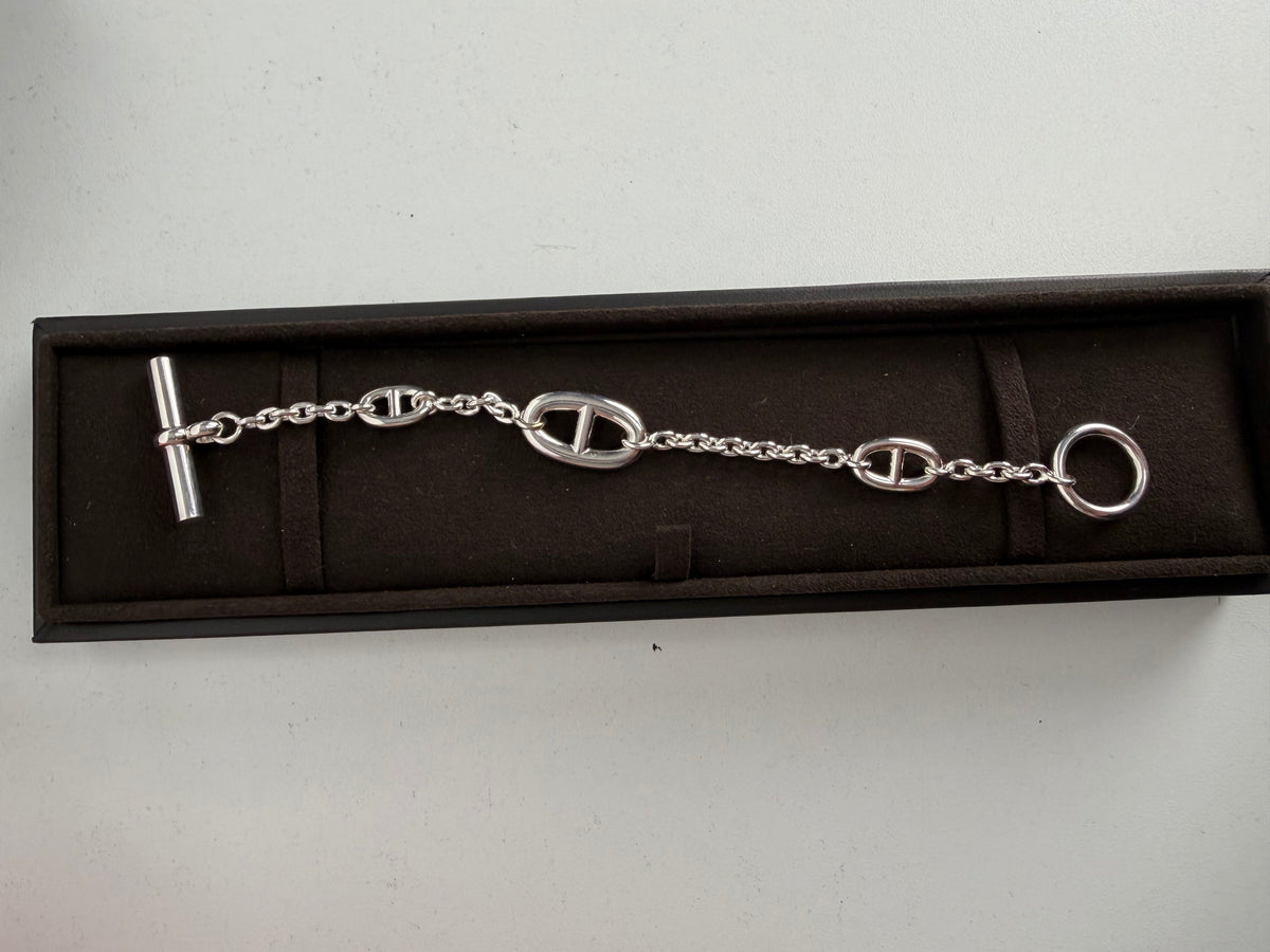 Hermes Farandole Link Bracelet in Sterling Silver with Chaine Dancre Toggle Clasp K3