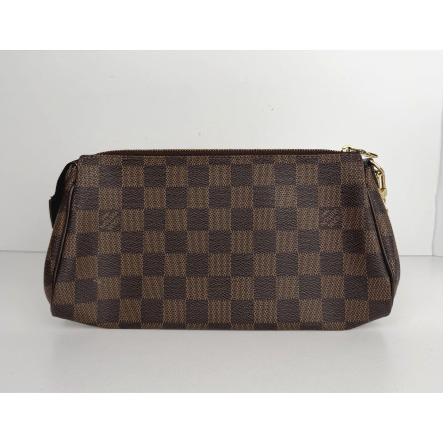 Louis Vuitton Eva Clutch Bag in Brown Damier Ebene Coated Canvas 2015